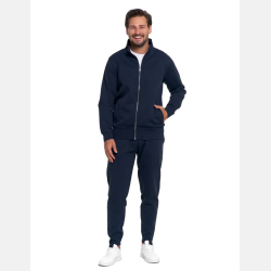 GRANATOWA męska bluza na zamek, ze stójką, kieszenie MORAJ